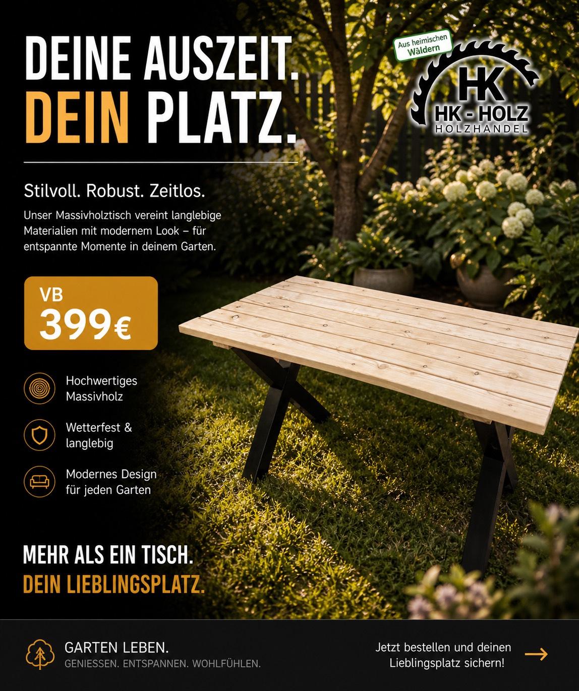 Gartentisch Industrial-Look Lärche